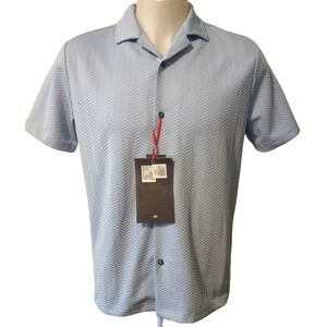 Guide‎ London Shirt Small Mens Retro Streetwear Light Blue Chevron Textured New